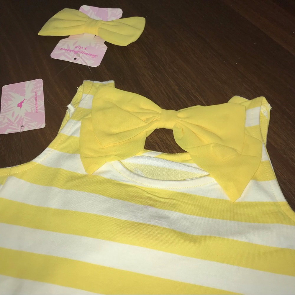 Tommy Bahama Pineapple 3D Striped Dress With Matching Hair Bow NWT - Picture 3 of 5